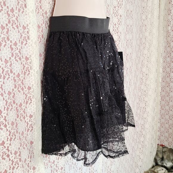 NWT BB Dakota Jack black sequin mesh a line mini skirt size small - Picture 3 of 11